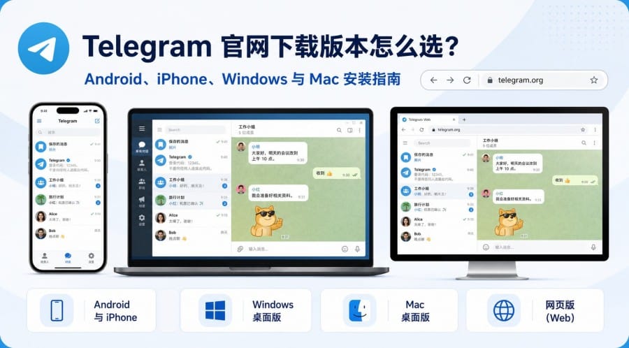 Telegram 官网下载与版本选择：手机、电脑和网页版安装指南