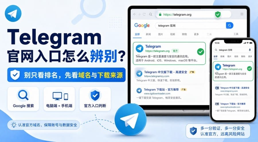 Telegram 官网入口排第几?Google 搜索中判断真假看这几点
