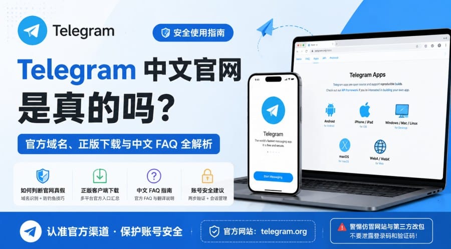 Telegram 中文官网是真的吗？官方域名、正版下载与中文 FAQ 安全指南